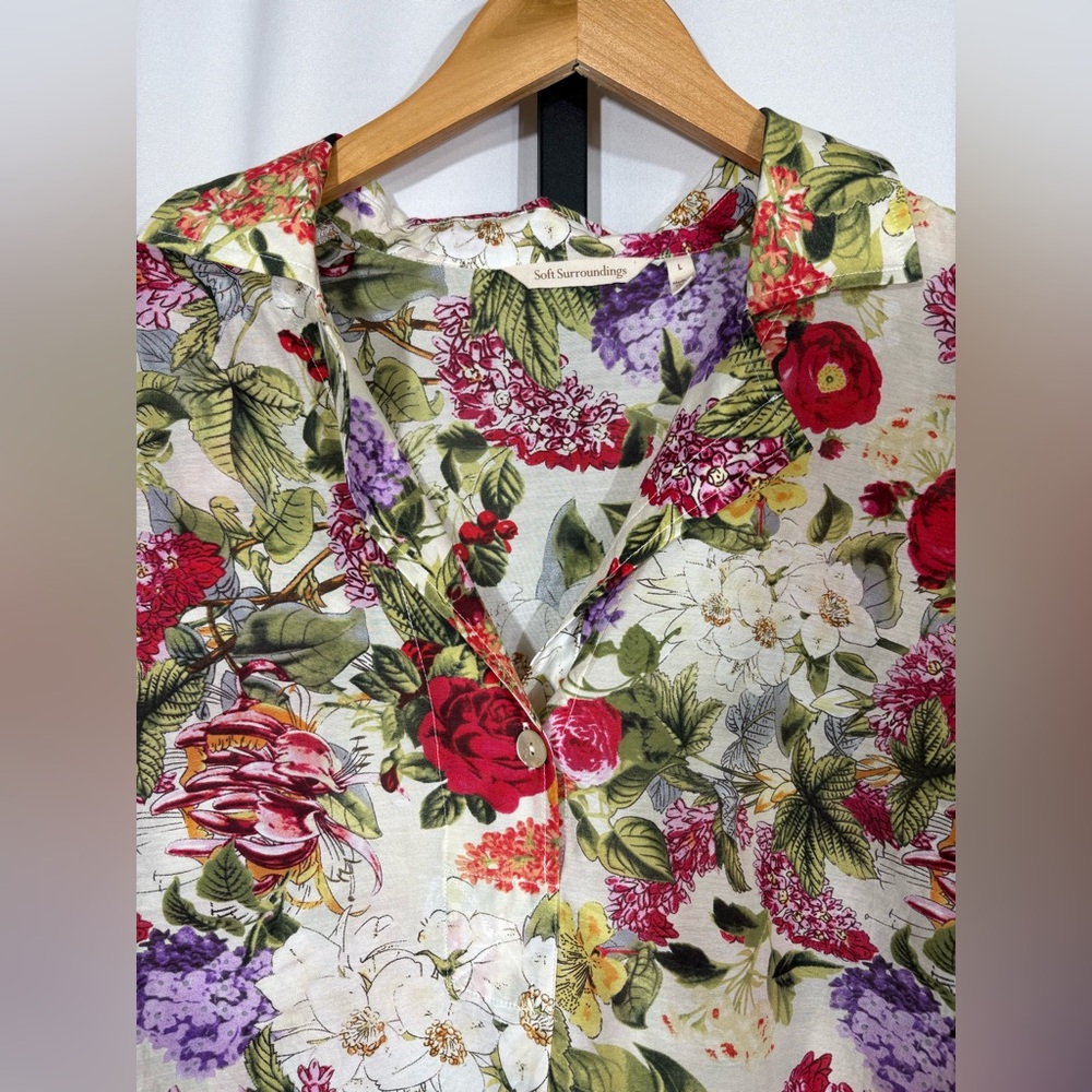 Soft Surroundings Floral Silk Blend Blouse - Women’s Size Large - Picture 3 of 10